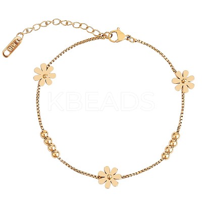 Stainless Steel Daisy Flowers Ankle with Box Chains for Women JA196B-1