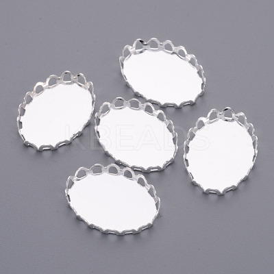 Silver Color Plated Oval Brass Bezel Cabochon Settings X-KK-C2896A-S-1