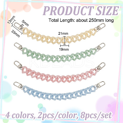 8Pcs 4 Colors Acrylic Boot Strap Chains FIND-GO00003-1