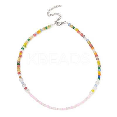 3Pcs 3 Color Natural Quartz Crystal & Glass Seed Beaded Necklaces Set NJEW-JN04344-1