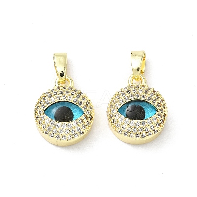 Printed Brass Micro Pave Cubic Zirconia with Glass Pendants KK-Z134-17G-01-1