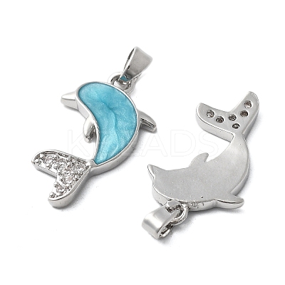 Brass Micro Pave Cubic Zirconia with Enamel Pendants KK-Z103-08P-02-1