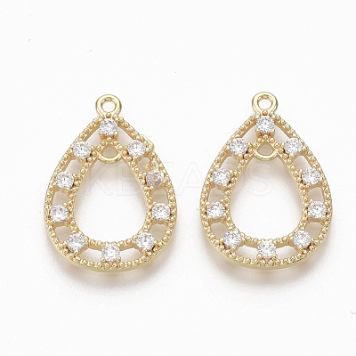 Brass Micro Pave Clear Cubic Zirconia Links ZIRC-Q021-052G-NF-1