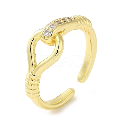 Brass Micro Pave Cubic Zirconia Open Cuff Ring for Women RJEW-F154-02G-A-1