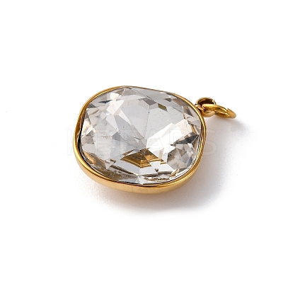 316 Stainless Steel Faceted Glass Pendants STAS-K258-47G-03-1