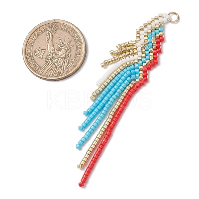 Glass Seed Beaded Tassels Pendants PALLOY-MZ00659-01-1