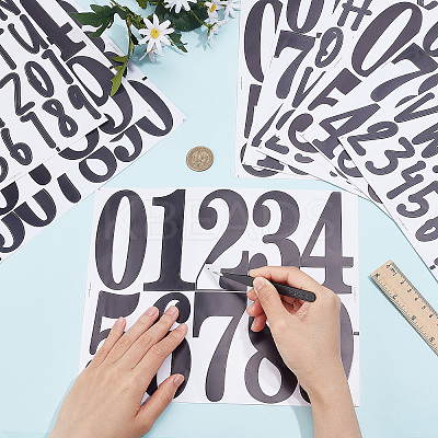 12 Sheets 3 Styles PVC Letter Number Adhesive Decorative Stickers DIY-CP0008-59A-1