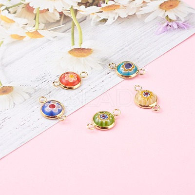 Handmade Millefiori Glass Links Connectors PALLOY-JF00628-1