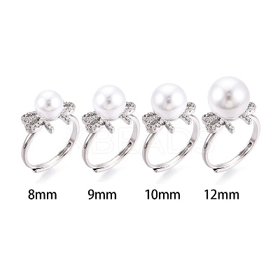 Bowknot Shape Brass Micro Pave Clear Cubic Zirconia Adjustable Ring Settings KK-T076-48P-1