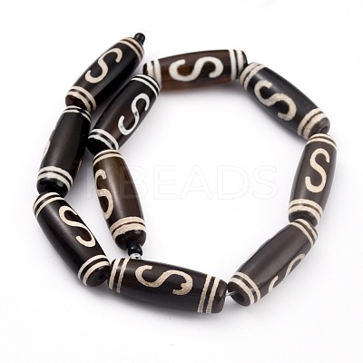 Tibetan Style Money Hook dZi Beads Strands TDZI-O003-29D-1