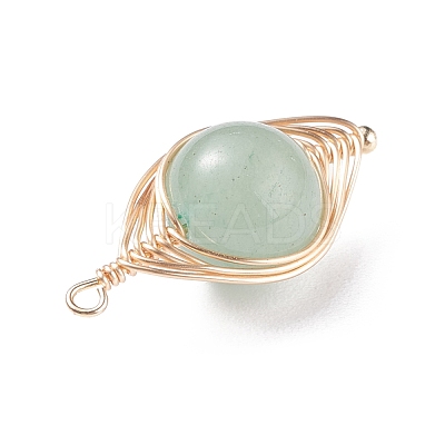 Natural Stone Copper Wire Wrapped Connector Charms PALLOY-JF01377-02-1