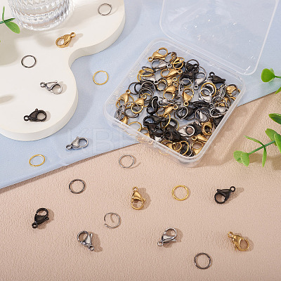 60Pcs 304 Stainless Steel Lobster Claw Clasps STAS-TA0001-46C-1
