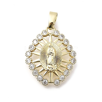 Brass Micro Pave Cubic Zirconia Pendants KK-P336-01F-G-1