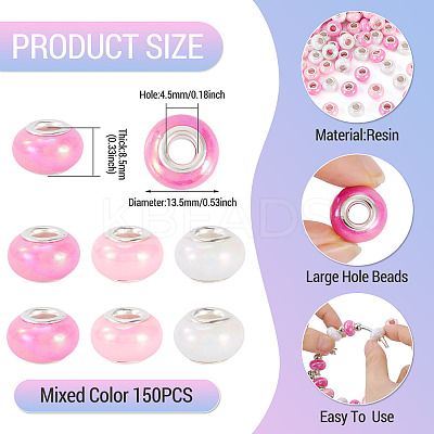 150Pcs Opaque Resin European Beads RESI-TA0004-61C-1