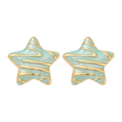 304 Stainless Steel Enamel Star Stud Earrings STAS-D368-04G-1