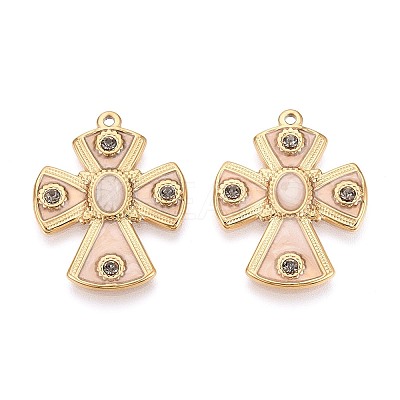 304 Stainless Steel with Enamel Pendants X-STAS-T068-107B-G-1