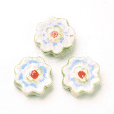 Handmade Porcelain Flower Beads Strands PORC-G006-14-1