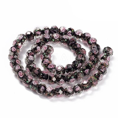 Handmade Gold Sand Lampwork Beads Strands LAMP-R141-10mm-03-1