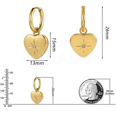 Stainless Steel Heart with Sun Dangle Hoop Earrings for Women JE921A-1