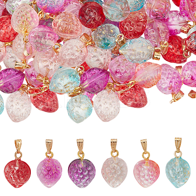 60Pcs 6 Colors Two Tone Transparent Spray Painted Glass Pendants GLAA-HY0001-47-1
