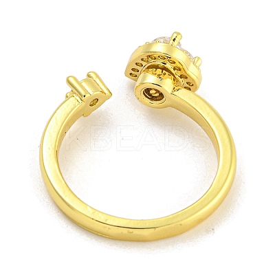 Rack Plating Brass Micro Pave Cubic Zirconia Cuff Rings for Women RJEW-G330-71G-1