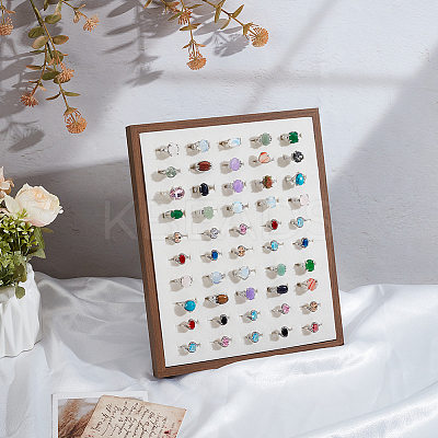 50-Slot Wooden Photo Frame Earring Organizer Display Stands with Velvet Mat ODIS-SC0001-10-1