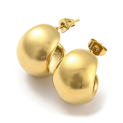Ion Plating(IP) 304 Stainless Steel Round Stud Earrings X-EJEW-E288-05G-1
