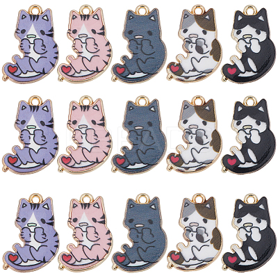 30Pcs 5 Styles Rack Plating Alloy Pendants FIND-SC0009-92-1
