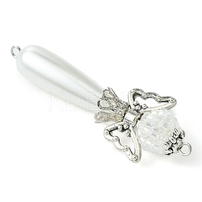 Acrylic Imitation Pearl & Glass Angel Connector Charms PALLOY-MZ00288-1