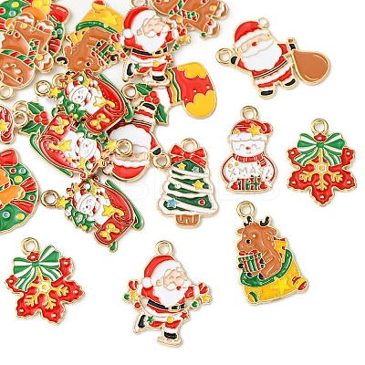 20Pcs 10 Styles Christmas Theme Alloy Enamel Pendants ENAM-FS0002-13-1