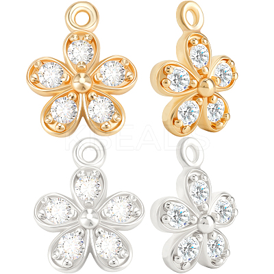 12Pcs 2 Styles Rack Plating Brass Cubic Zirconia Charms ZIRC-BBC0002-73-1
