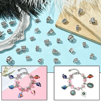 100Pcs 20 Styles Tibetan Style Alloy Tube Bails FIND-CJ0002-13-1