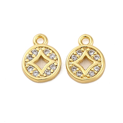 Brass Micro Pave Cubic Zirconia Pendants KK-P289-01G-1