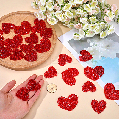30Pcs 3 Styles Heart Glass Rhinestone Applique Patch DIY-GF0009-88-1