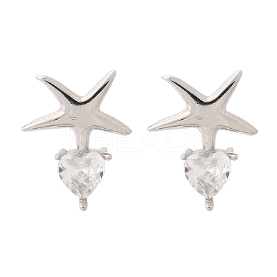 925 Sterling Silver Stud Earrings EJEW-D317-02P-1