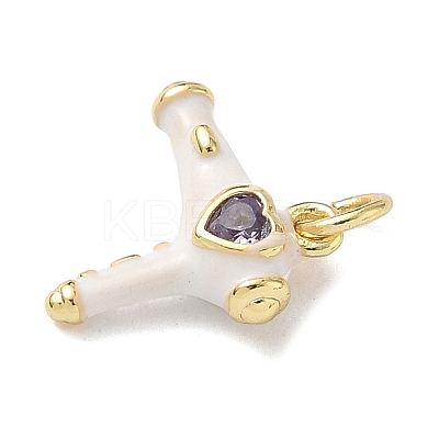Brass Micro Pave Cubic Zirconia Charms KK-B155-17G-1