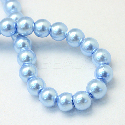 Baking Paint Pearlized Glass Pearl Round Bead Strands HY-Q003-10mm-24-1