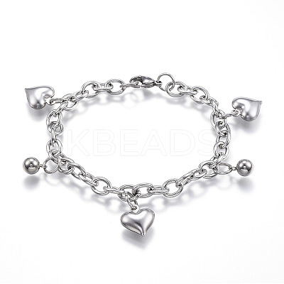 Tarnish Resistant 304 Stainless Steel Charm Bracelets LS-BJEW-G544-12P-1