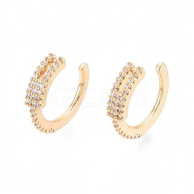 Brass Micro Pave Clear Cubic Zirconia Cuff Earrings EJEW-T047-52G-1