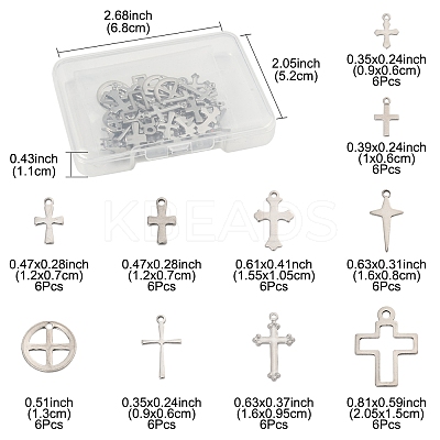 60Pcs 10 Styles 201 and 304 Stainless Steel Pendants STAS-FS0001-91-1
