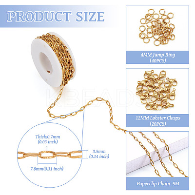 DIY 304 Stainless Steel Paperclip Chains Bracelet Necklace Making Kit DIY-TA0009-54-1
