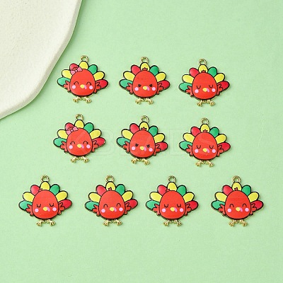 10Pcs 5 Style Cute Printed Alloy Pendants ENAM-YW0003-46B-1