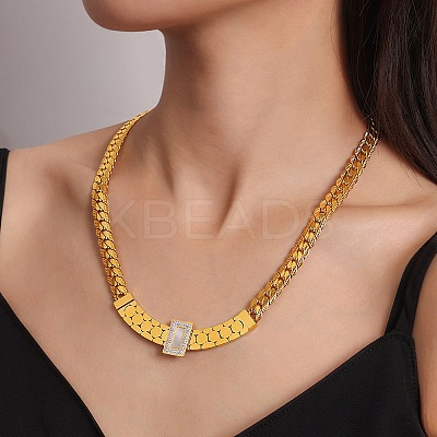 304 Stainless Steel with Seashell Necklaces NJEW-Q322-04G-1