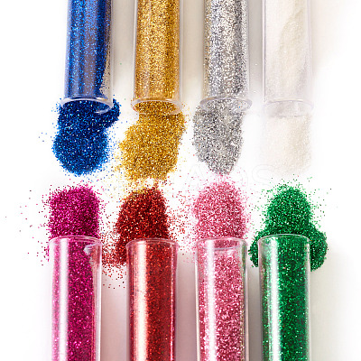 8 Bottles 8 Colors Plastic Glitter Powder Fillers AJEW-TA0001-36-1