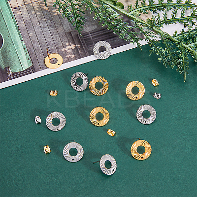 40Pcs 2 Colors 201 Stainless Steel Stud Earring Findings STAS-DC0011-65-1