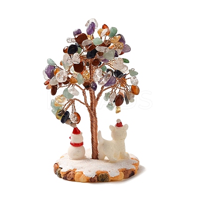 Christmas Natural Gemstone Chips Tree Decorations DJEW-K028-01A-1