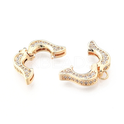 Brass Micro Pave Clear Cubic Zirconia Twister Clasp KK-N232-513-1
