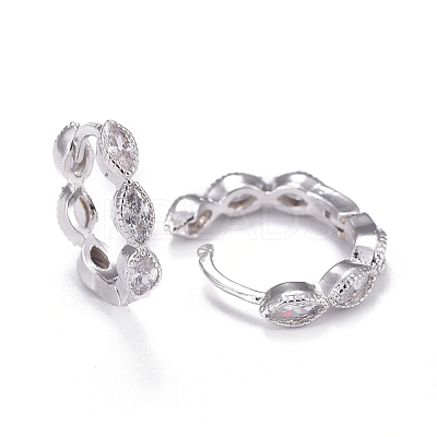 Brass Micro Pave Cubic Zirconia Huggie Hoop Earrings EJEW-K083-34P-B-1