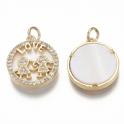 Brass Micro Pave Cubic Zirconia Pendants KK-R136-028-NF-1