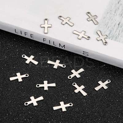 Tarnish Resistant Stainless Steel Tiny Cross Charms STAS-Q168-07-1